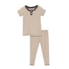 KicKee Pants Pajama Set, Short Sleeve Henley Collar Style PJs, Ultra Soft and Snug Fitting (Burlap with Midnight - 6 Years) view 1