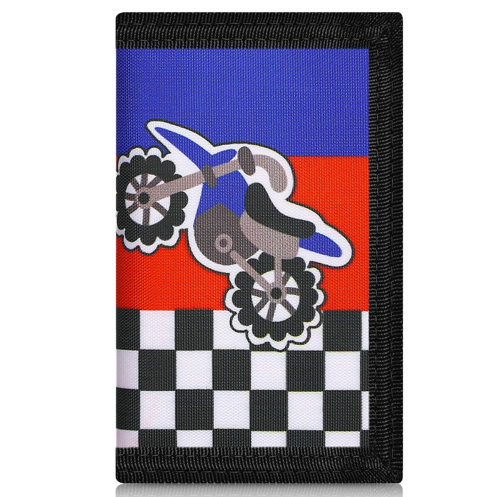 JONYEE RFID Wallet, Cute Cartoon Wallet with Zipper for Kids (Motorcycle)