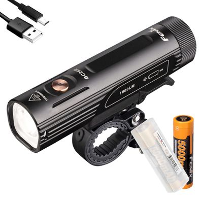 Fenix BC26R Rechargeable Bike Light, 1600 Lumens Super Bright with Dual Power Sources and LumenTac Organizer