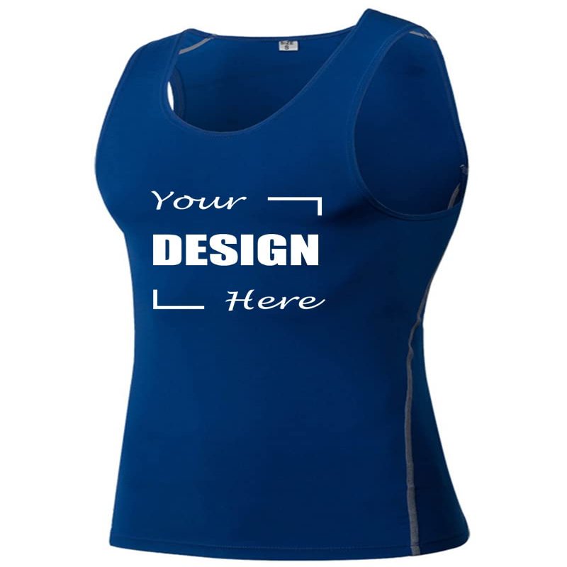 TopTie Custom Compression Shirt for Men, Personalized Tank Top, Sleeveless Base Layer Training Shirt-Blue-XXL