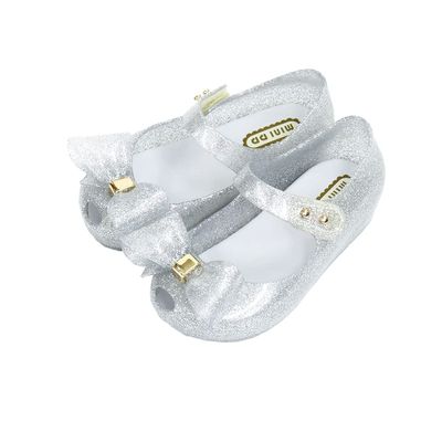 Auhoho Girls Summer Open Toe Jelly Sandals Cute Bowknot Beach Shoes 7 M US Toddler,Silver