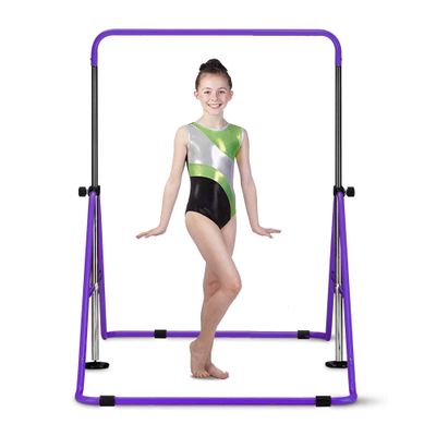 HYD-Parts Gymnastics Bar with Mat for Kids 3-9, Adjustable Height Gymnastic Horizontal Bars, Junior Training Bar, Gymnastics Equipment for Kids no Mat (Violet)