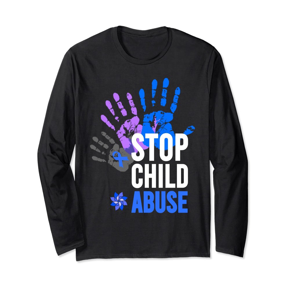 Child Abuse Shirt - Stop Child Abuse Prevention Awareness Long Sleeve T-Shirt