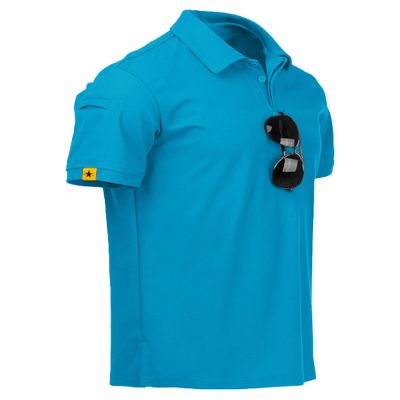 ZITY Mens Polo Shirt Short Sleeve Sports Tactical T-Shirt Athletic Golf Polos Daily Casual Stylish Collared Shirts for Men Bluegreen 3X-Large
