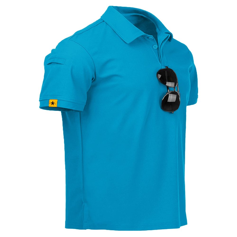 ZITY Mens Polo Shirt Short Sleeve Sports Tactical T-Shirt Athletic Golf Polos Daily Casual Stylish Collared Shirts for Men Bluegreen 3X-Large