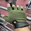Military Green Workout Gloves  Multipurpose Fingerless Gloves with Wrist Wraps  Heavy Duty Durable Materials for Men and Women  Large Size view 3