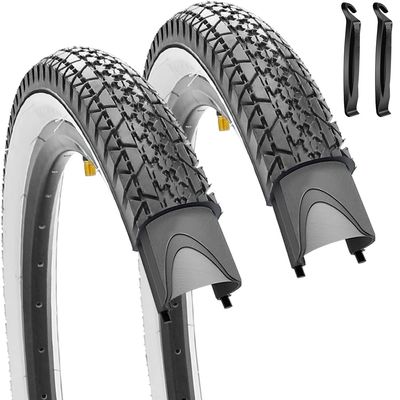 2 Pack Replacement Bike Tire Beach Cruiser 26" x 2.125" Inch Foldable White Side Wall Bicycle Tire