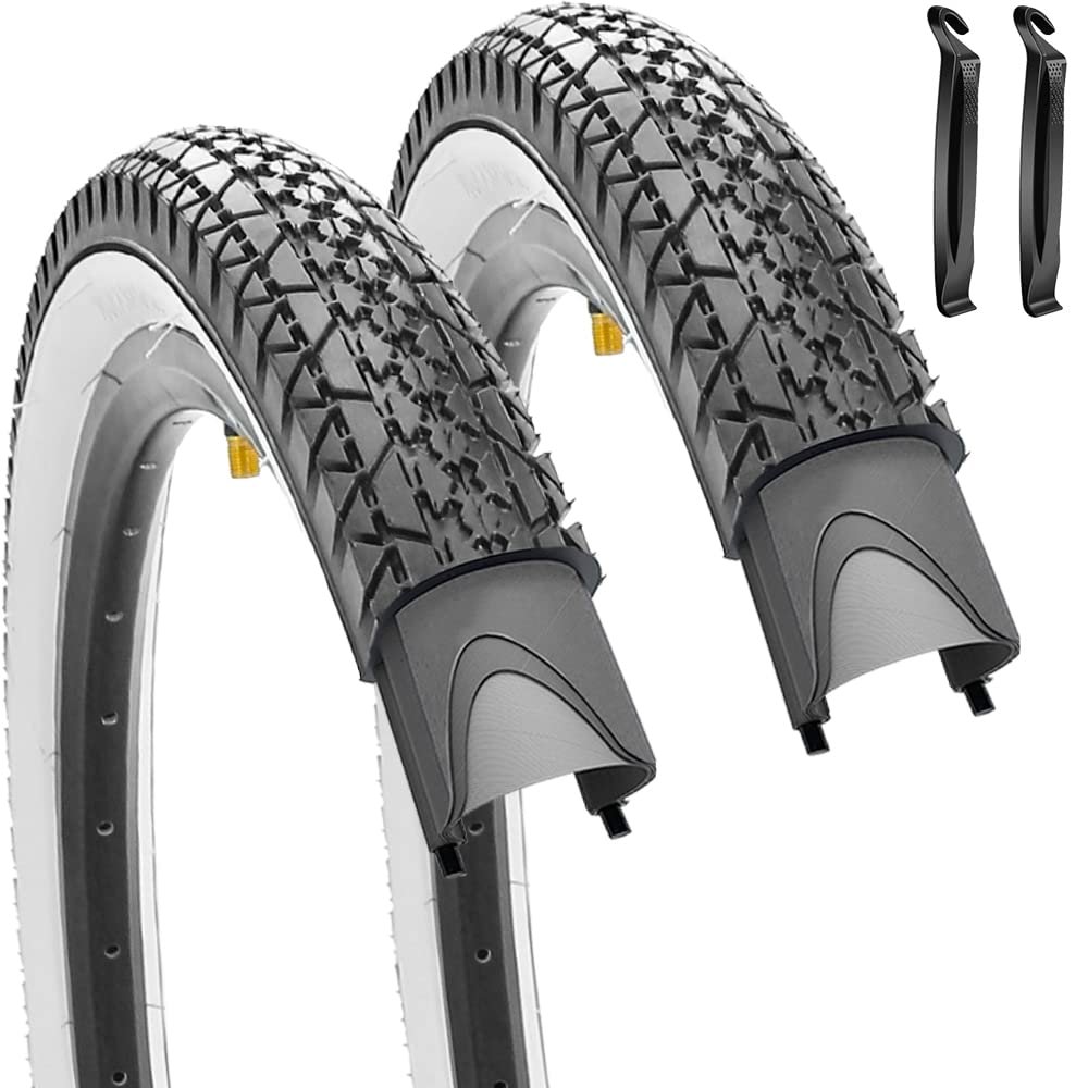 2 Pack Replacement Bike Tire Beach Cruiser 26" x 2.125" Inch Foldable White Side Wall Bicycle Tire