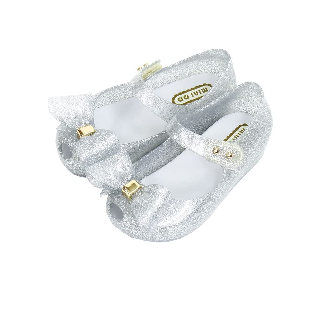 Auhoho Girls Summer Open Toe Jelly Sandals Cute Bowknot Beach Shoes 10 M US Toddler,Silver
