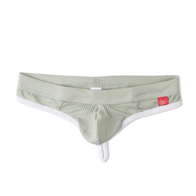 Faringoto Seamless Free Breathing Men's Smooth Ice Silk Thong Men's Underwear Grey