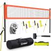 Patiassy Professional Outdoor Volleyball Net System with Adjustable Aluminum Poles, Anti-Sag Winch, Steel Cable Topline, Tournament-Grade 32FT Net, Boundary Line & Heavy-Duty Carry Bag, Orange view 1