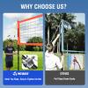 Patiassy Professional Outdoor Volleyball Net System with Adjustable Aluminum Poles, Anti-Sag Winch, Steel Cable Topline, Tournament-Grade 32FT Net, Boundary Line & Heavy-Duty Carry Bag, Orange view 2