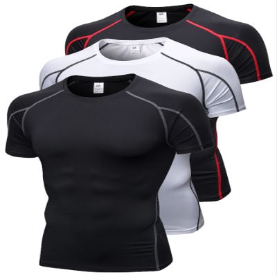 3 Pack Men's Compression Shirts Short Sleeve Workout T-Shirt Cool Dry Undershirts Baselayer Sport Cool Shirt Running Tops