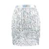 LABANCA Sequin Tassel Belt Skirt Belly Dance Skirt Hip Scarf Sparkly Rave Fringe Wrap Skirt for Women Girls, White view 1