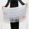 LABANCA Sequin Tassel Belt Skirt Belly Dance Skirt Hip Scarf Sparkly Rave Fringe Wrap Skirt for Women Girls, White view 2