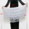 LABANCA Sequin Tassel Belt Skirt Belly Dance Skirt Hip Scarf Sparkly Rave Fringe Wrap Skirt for Women Girls, White view 3