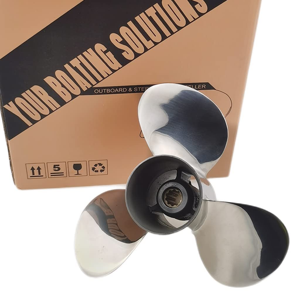 Boatman Outboard Propeller 9 7/8x10 1/2 fit Yamaha Boat Engine 20/25/F25/30HP 10 Spline Tooth(Stainless)