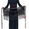 LABANCA Sequin Tassel Belt Skirt Belly Dance Skirt Hip Scarf Sparkly Rave Fringe Wrap Skirt for Women Girls, Black view 2