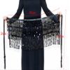 LABANCA Sequin Tassel Belt Skirt Belly Dance Skirt Hip Scarf Sparkly Rave Fringe Wrap Skirt for Women Girls, Black view 3