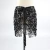 LABANCA Sequin Tassel Belt Skirt Belly Dance Skirt Hip Scarf Sparkly Rave Fringe Wrap Skirt for Women Girls, Black view 4
