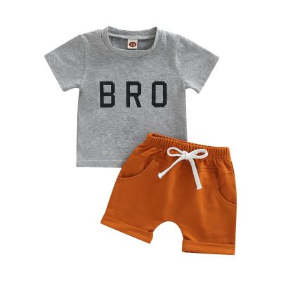 Muasaaluxi Newborn Baby Boys Outfits Summer Short Sleeve T-Shirt Bro Tops Jogger Shorts 3 6 12 18 Months Clothes Set