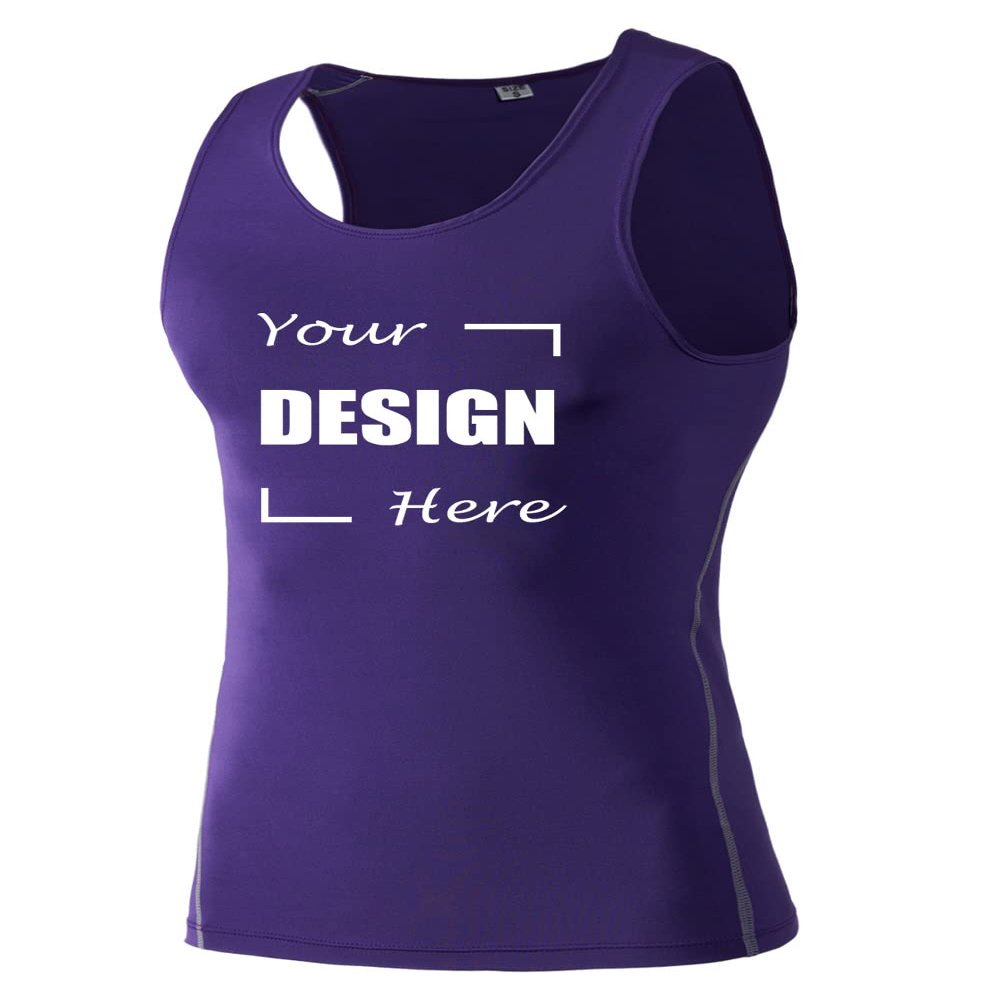TopTie Custom Compression Shirt for Men, Personalized Tank Top, Sleeveless Base Layer Training Shirt-Purple-XXL