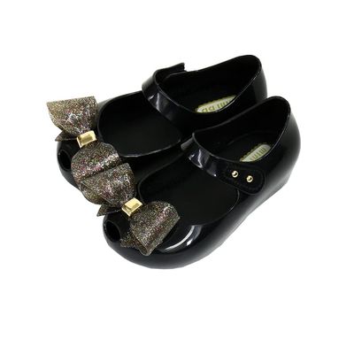 Auhoho Girls Summer Open Toe Jelly Sandals Cute Bowknot Beach Shoes 7 M US Toddler,Black
