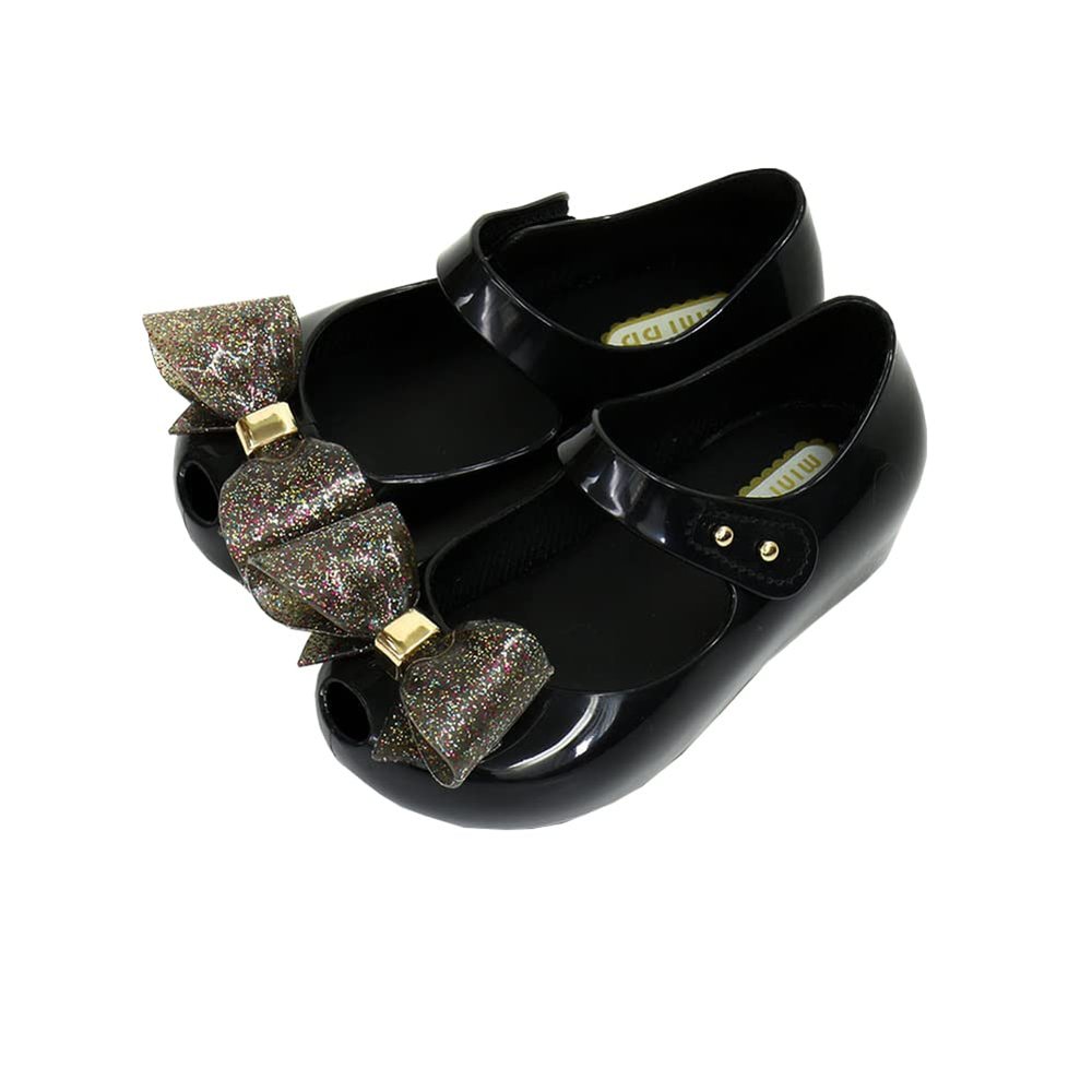 Auhoho Girls Summer Open Toe Jelly Sandals Cute Bowknot Beach Shoes 7 M US Toddler,Black