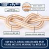 RainierSupplyCo Boat Anchor Rope - Double Braided Marine Rope Anchor Line - 100 ft x 3/8 Inch Nylon Boating Line with 316 Stainless Steel Thimble and Heavy Duty Marine Grade Bow Shackle - White/Gold view 2