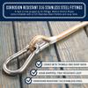 RainierSupplyCo Boat Anchor Rope - Double Braided Marine Rope Anchor Line - 100 ft x 3/8 Inch Nylon Boating Line with 316 Stainless Steel Thimble and Heavy Duty Marine Grade Bow Shackle - White/Gold view 3