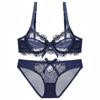 Sencylife Sheer Lace See Through Bras for Women Sexy Transparent Unlined Underwire Bra and Panty Set Blue 36B view 1