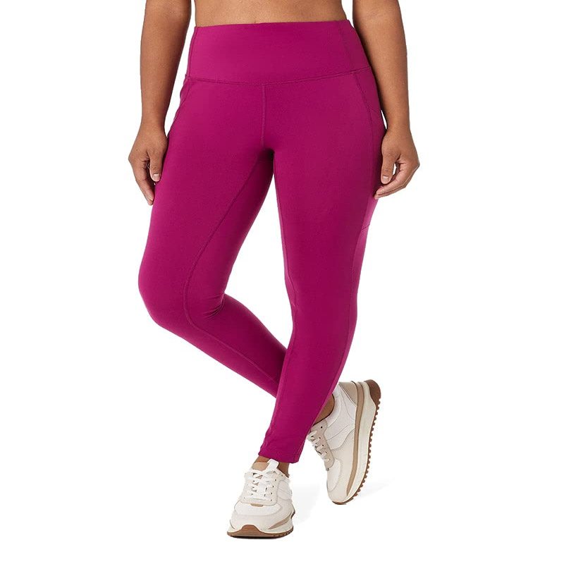 32 Degrees Womens High Waist Yoga Pants with Pockets | Workout Athletic Leggings, Plum Jazz, Medium