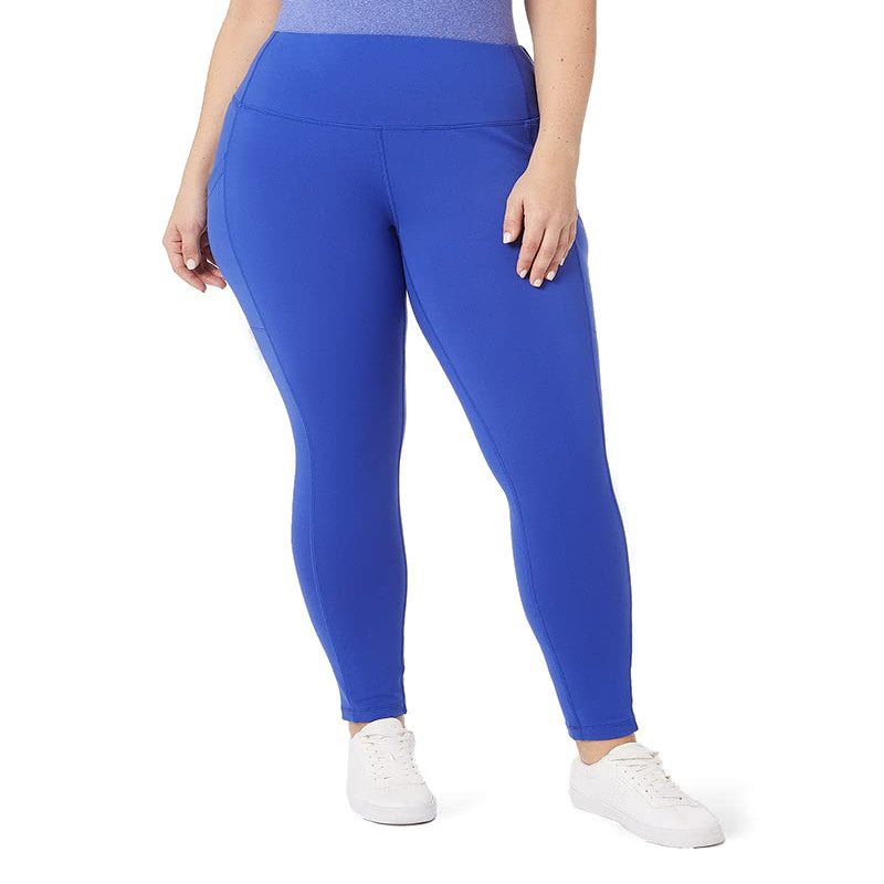 32 Degrees Womens High Waist Yoga Pants with Pockets | Workout Athletic Leggings, Bluing, Medium