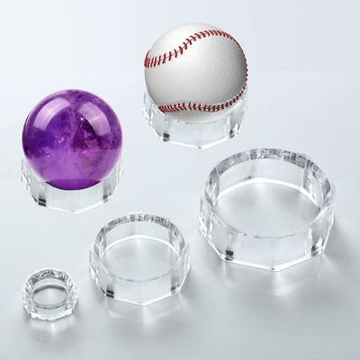 (48PCS) Octagons Baseball Display Stand,Spheres Holder,Clear Baseball Ring,Sphere Stand,Round Display Stand for Golf Ball,Baseball, Softball, Tennis Ball, Spheres, Marbles (Small, Medium, Large)