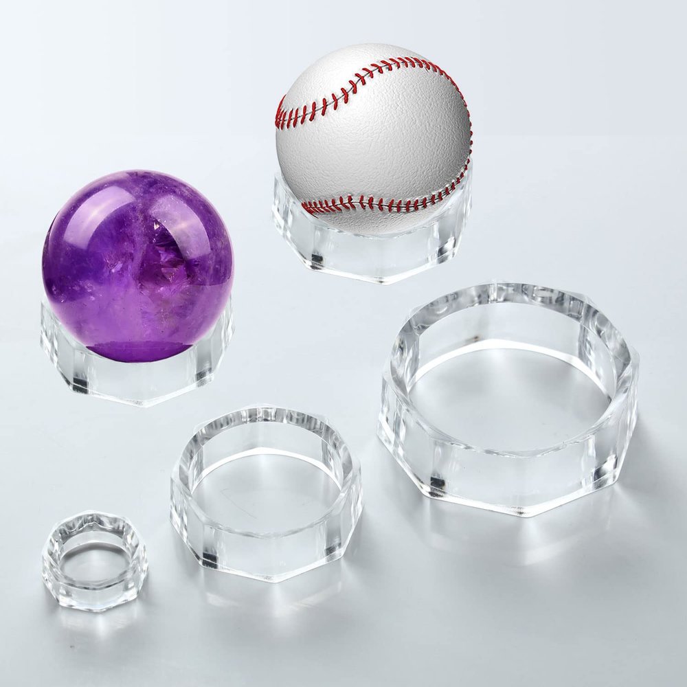(48PCS) Octagons Baseball Display Stand,Spheres Holder,Clear Baseball Ring,Sphere Stand,Round Display Stand for Golf Ball,Baseball, Softball, Tennis Ball, Spheres, Marbles (Small, Medium, Large)