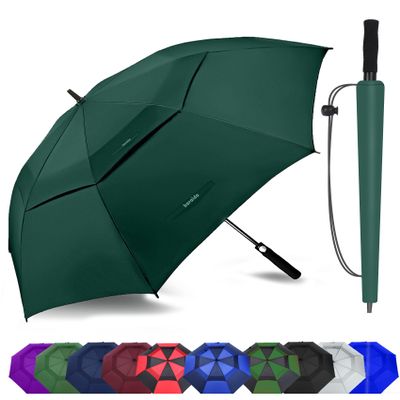 Baraida Golf Umbrella Large 62/68/72 Inch, Extra Large Oversize Double Canopy Vented Windproof Waterproof Umbrella, Automatic Open Golf Umbrella for Men and Women and Family.(62 Inch,Alpine Green)