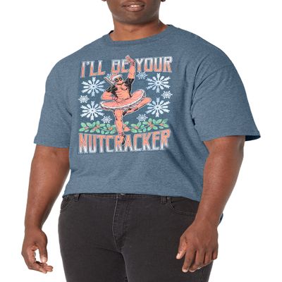 Marvel Big & Tall Classic Deadpool Nutcracker Men's Tops Short Sleeve Tee Shirt, Navy Blue Heather, 4X-Large