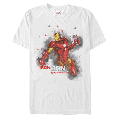 Marvel Big & Tall Classic Iron Fades Men's Tops Short Sleeve Tee Shirt, White, Large