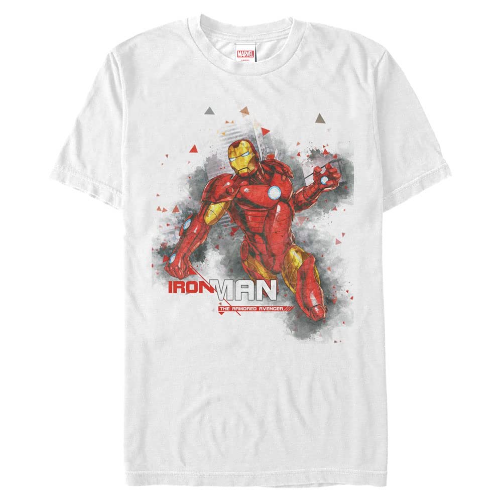 Marvel Big & Tall Classic Iron Fades Men's Tops Short Sleeve Tee Shirt, White, Large