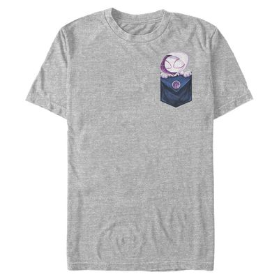 Marvel Big & Tall Classic Spider Gwen Cutie Pocket Men's Tops Short Sleeve Tee Shirt, Athletic Heather, 3X-Large