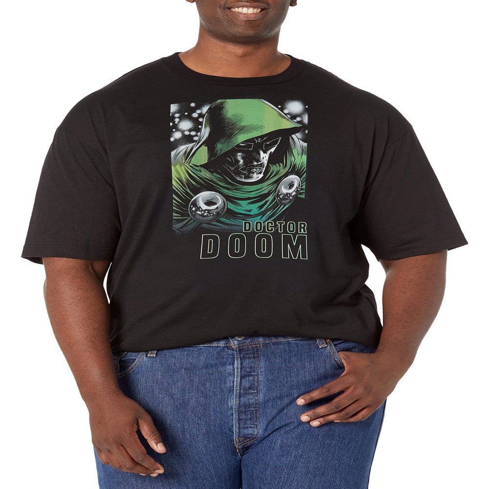 Marvel Big & Tall Classic Fantastic Four Doom Gloom Men's Tops Short Sleeve Tee Shirt, Black, 3X-Large