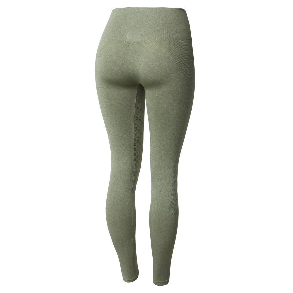 HORZE Naomi Women's Seamless Silicone Full Seat Riding Tights - Olivine Green - 30/32