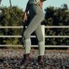 HORZE Naomi Women's Seamless Silicone Full Seat Riding Tights - Olivine Green - 30/32 view 2