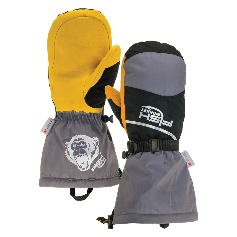 Fish Monkey FM36 Yeti Premium Ice Fishing Mitten M, Grey/Black