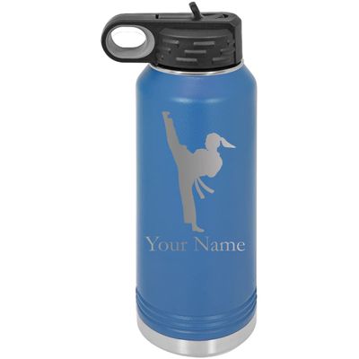 Karate Taekwondo Belts Girl Woman Personalized Custom Engraved Double Wall Vacuum Hot/Cold Drinks Insulated Stainless 40-Ounce Steel Boys/Girls Sports Team Water Bottle with Flip Top Lid, Straw