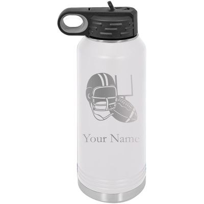 Football Team Player Personalized Custom Engraved Double Wall Vacuum Hot/Cold Drinks Insulated Stainless 32-Ounce Steel Boys/Girls Sports Team Water Bottle with Flip Top Lid, Straw