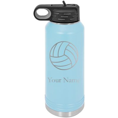 Volleyball Personalized Custom Engraved Double Wall Vacuum Hot/Cold Drinks Insulated Stainless 40-Ounce Steel Boys/Girls Sports Team Water Bottle with Flip Top Lid, Straw