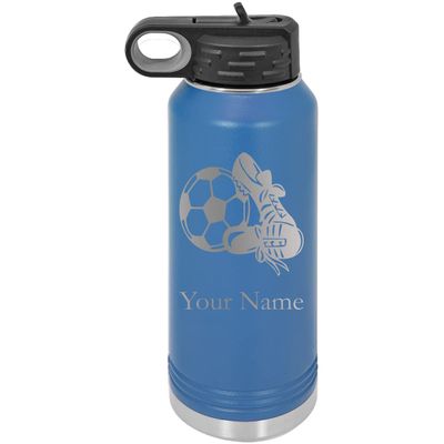 CustomGiftsNow Soccer Team Player Personalized Custom Engraved Double Wall Vacuum Hot/Cold Drinks Insulated Stainless 32-Ounce Steel Boys/Girls Sports Team Water Bottle with Flip Top Lid, Straw
