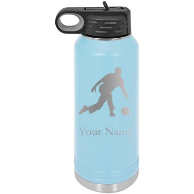 Bowling Team Bowler Personalized Custom Engraved Double Wall Vacuum Hot/Cold Drinks Insulated Stainless 40-Ounce Steel Boys/Girls Sports Team Water Bottle with Flip Top Lid, Straw