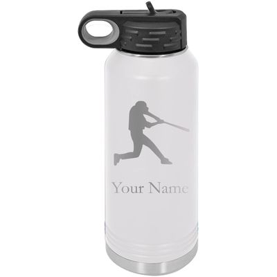 Baseball/Softball Hitter Personalized Custom Engraved Double Wall Vacuum Hot/Cold Drinks Insulated Stainless 20-Ounce Steel Boys/Girls Sports Team Water Bottle with Flip Top Lid, Straw